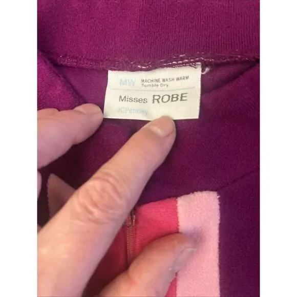 JCPenny Zip front robe Sz MW 1 Side Pocket Shades Of Pink Vintage 70-80’s Vibes - Picture 4 of 13